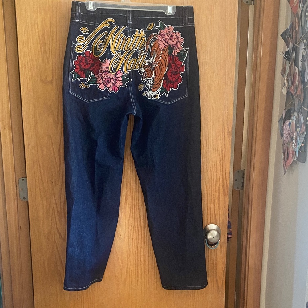 Men's Black Jeans with Gold Detail - Picture 4 of 4